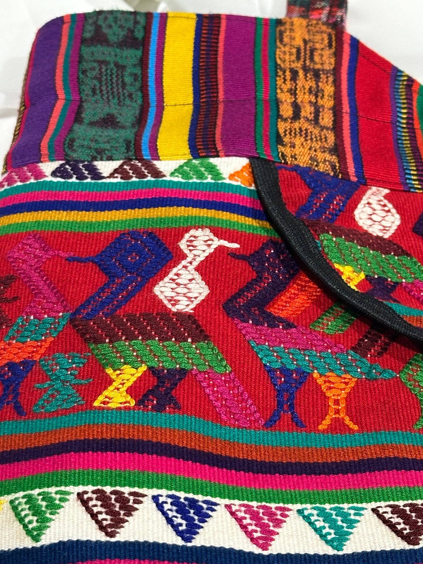 Handcrafted Guatemalan Huipil | Festival of Birds Huipil Tote with Front Pocket