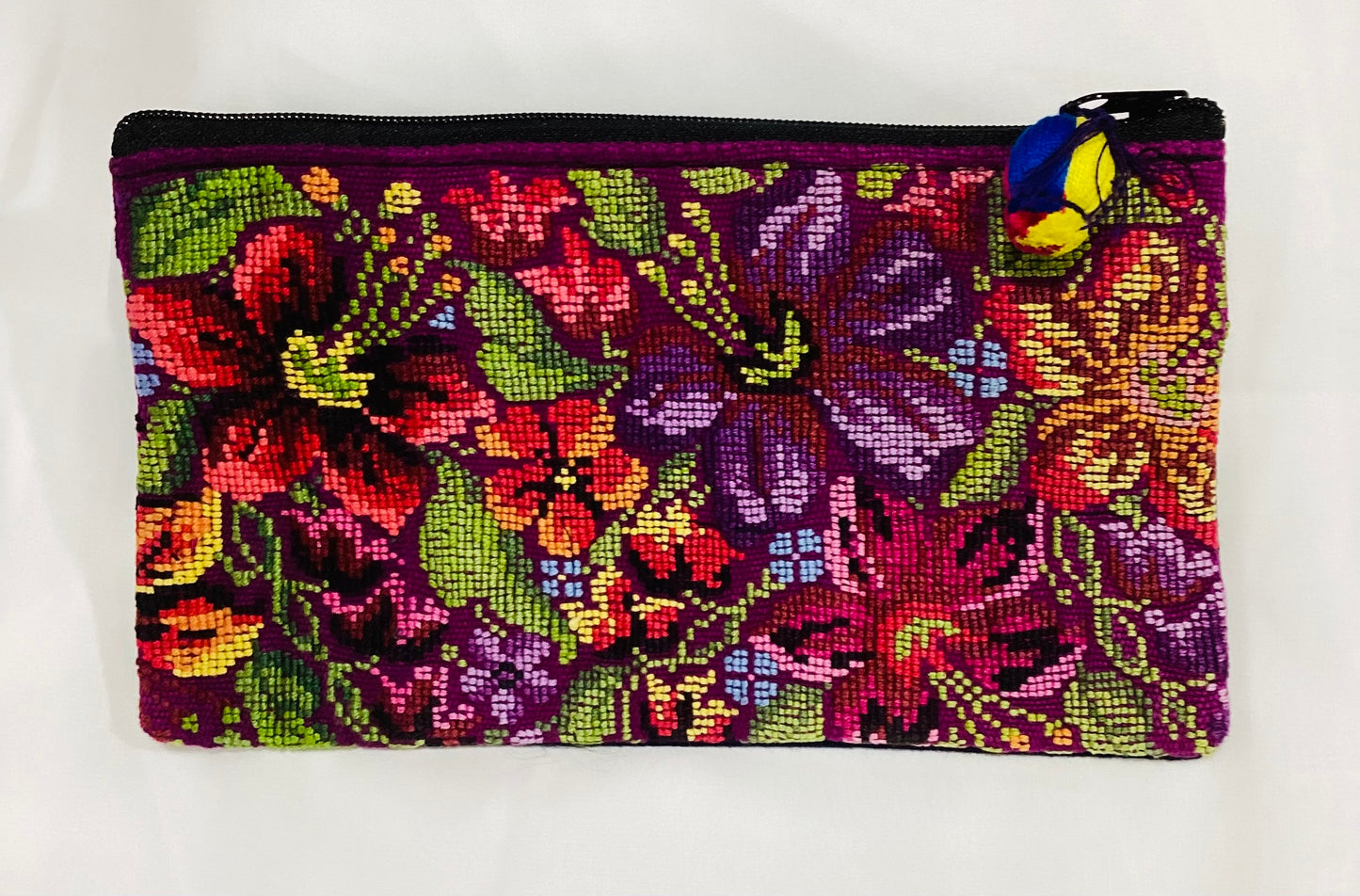 Handcrafted Guatemalan Embroidered Cosmetic Bag | Floral Artisan Clutch