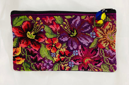Handcrafted Guatemalan Embroidered Cosmetic Bag | Floral Artisan Clutch