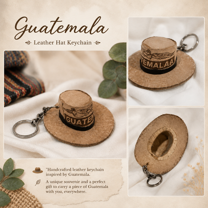 Guatemala Leather Hat Keychain | Handcrafted Souvenir