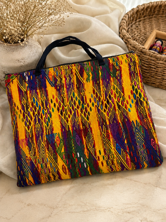 Handcrafted Guatemalan Padded Laptop Bag | Vibrant Woven Textile Sleeve
