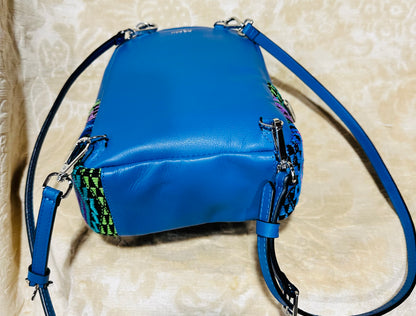 Blue Backpack | Electric Blue Huipil Accent Backpack | Handcrafted in Guatemala