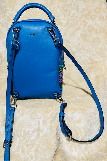 Blue Backpack | Electric Blue Huipil Accent Backpack | Handcrafted in Guatemala