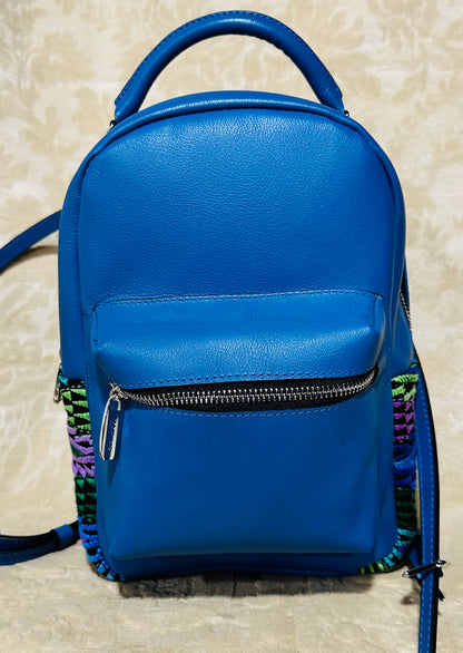 Blue Backpack | Electric Blue Huipil Accent Backpack | Handcrafted in Guatemala