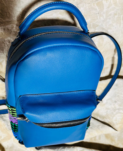 Blue Backpack | Electric Blue Huipil Accent Backpack | Handcrafted in Guatemala