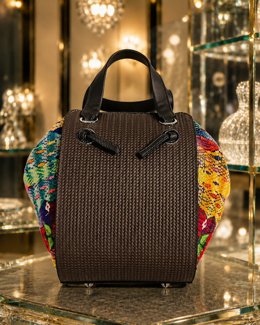 Luxury Handcrafted Guatemalan Leather & Huipil Handbag | Artisan Statement Bag