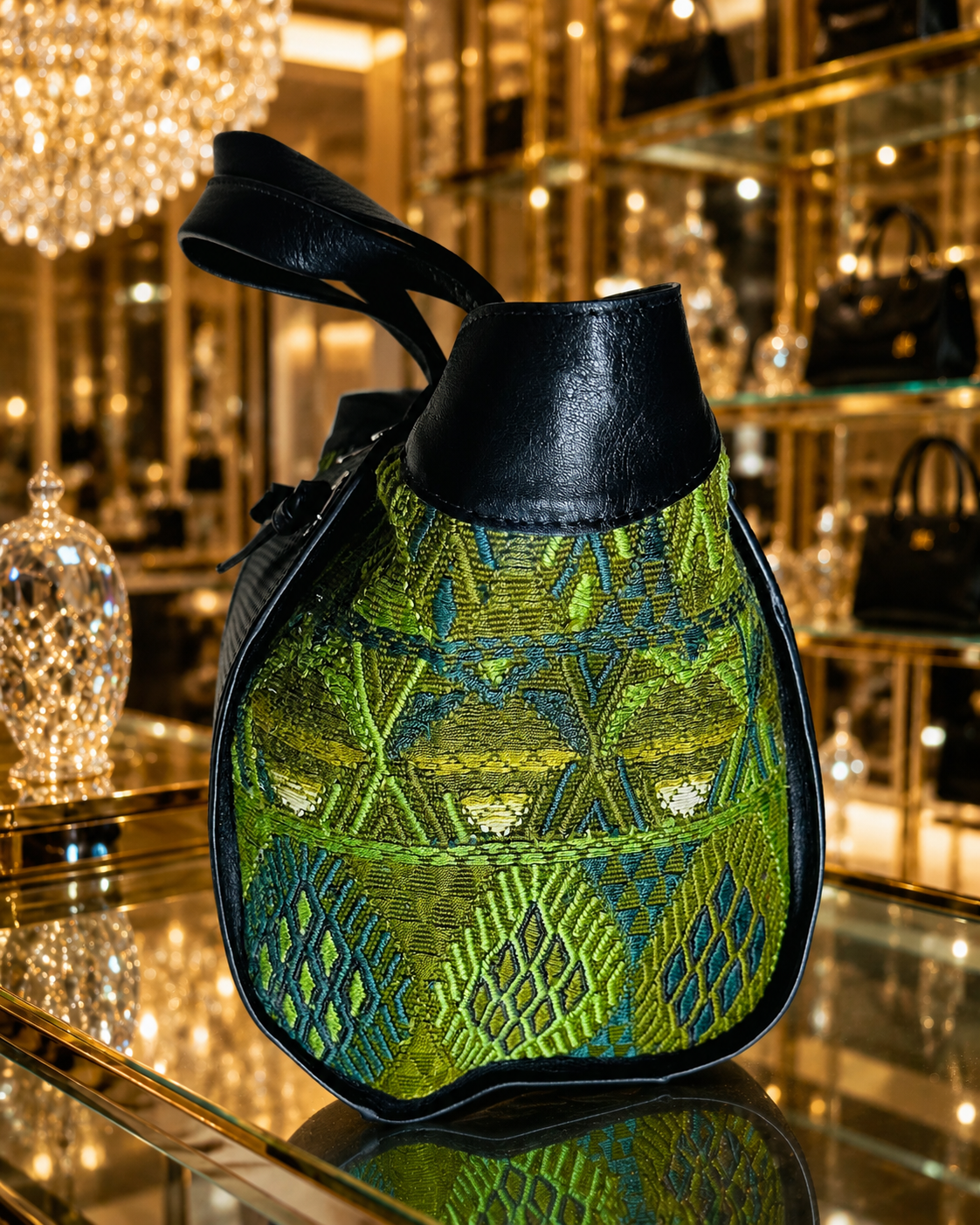 Luxury Guatemalan Leather & Huipil Handbag | Handmade Artisan Statement Bag