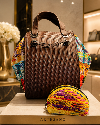 Luxury Handcrafted Guatemalan Leather & Huipil Handbag | Artisan Statement Bag