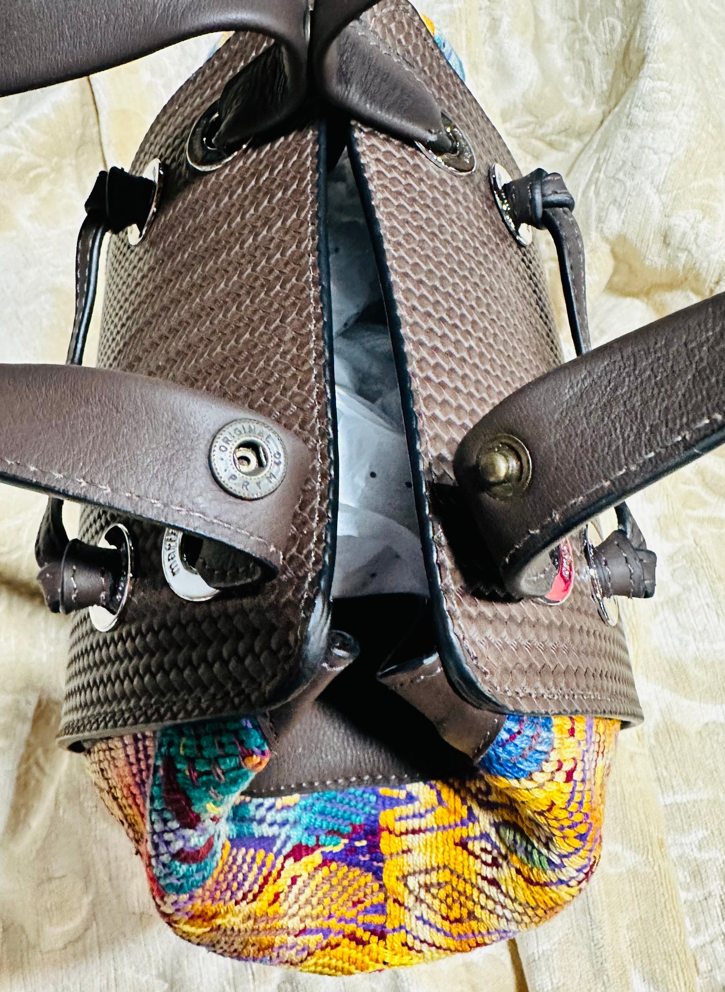 Luxury Handcrafted Guatemalan Leather & Huipil Handbag | Artisan Statement Bag