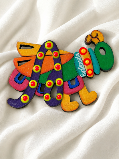 Handcrafted Wooden Guatemala Magnet | Colorful Folk Art Design