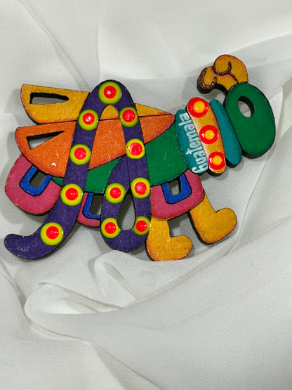 Handcrafted Wooden Guatemala Magnet | Colorful Folk Art Design