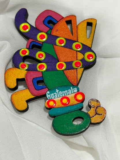 Handcrafted Wooden Guatemala Magnet | Colorful Folk Art Design