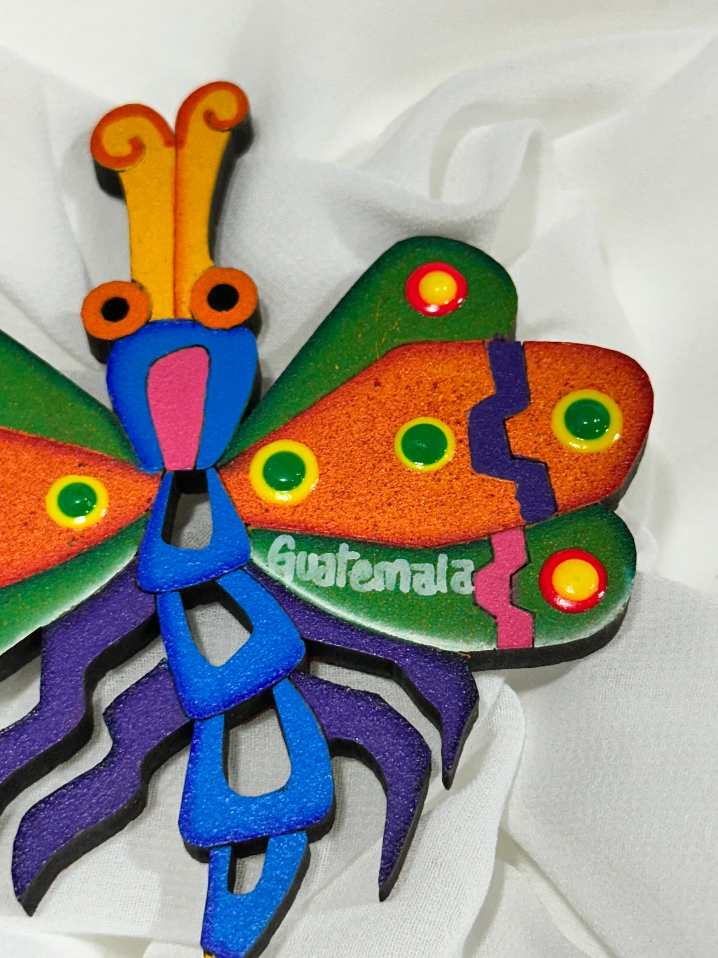 Hand Painted Wooden Guatemala Butterfly Magnet