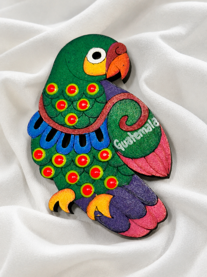 Hand Painted Wooden Guatemala Parrot Magnet