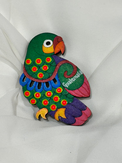 Hand Painted Wooden Guatemala Parrot Magnet
