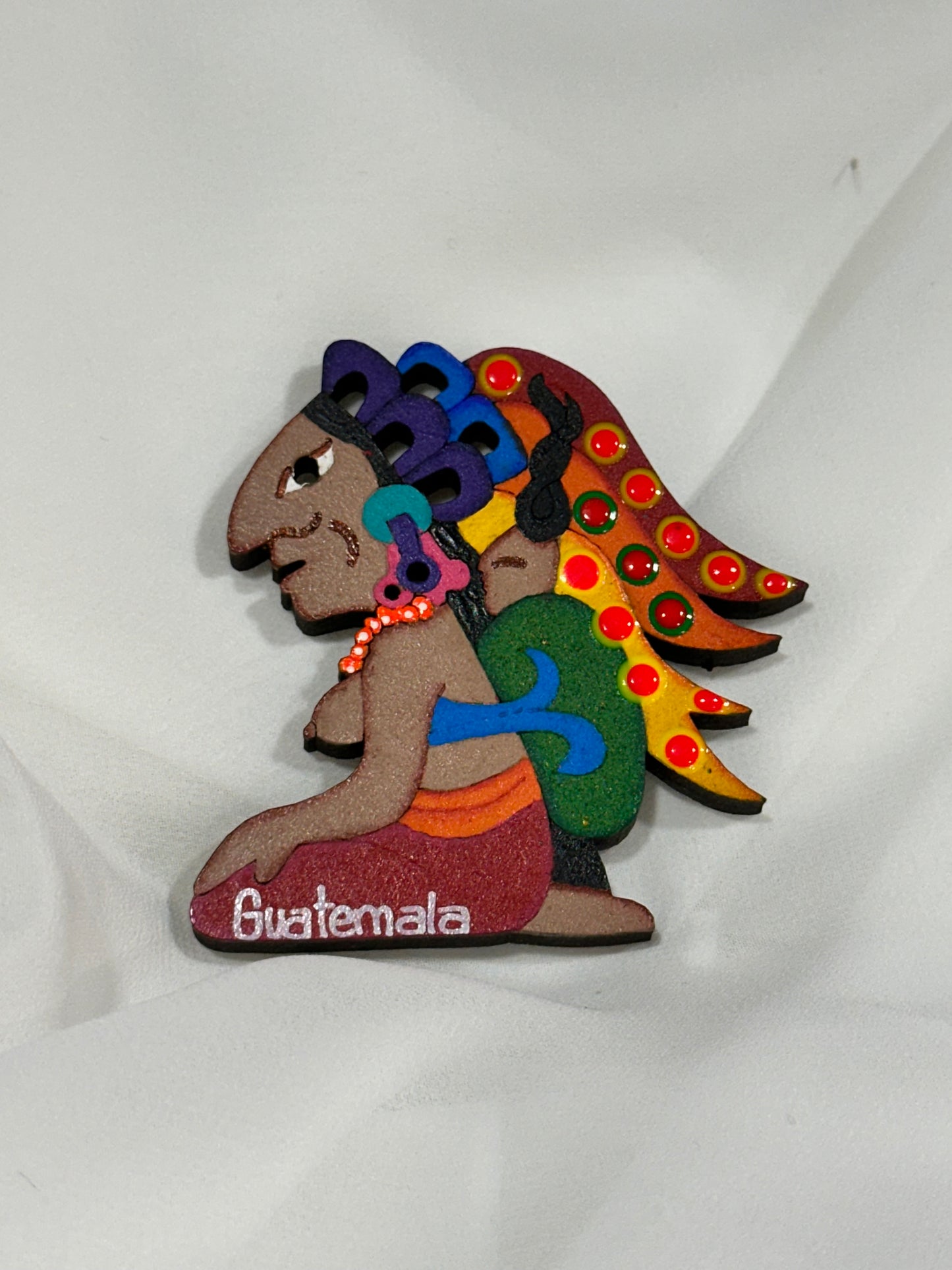 Handcrafted Guatemala Wooden Magnet | Colorful Mayan Figure