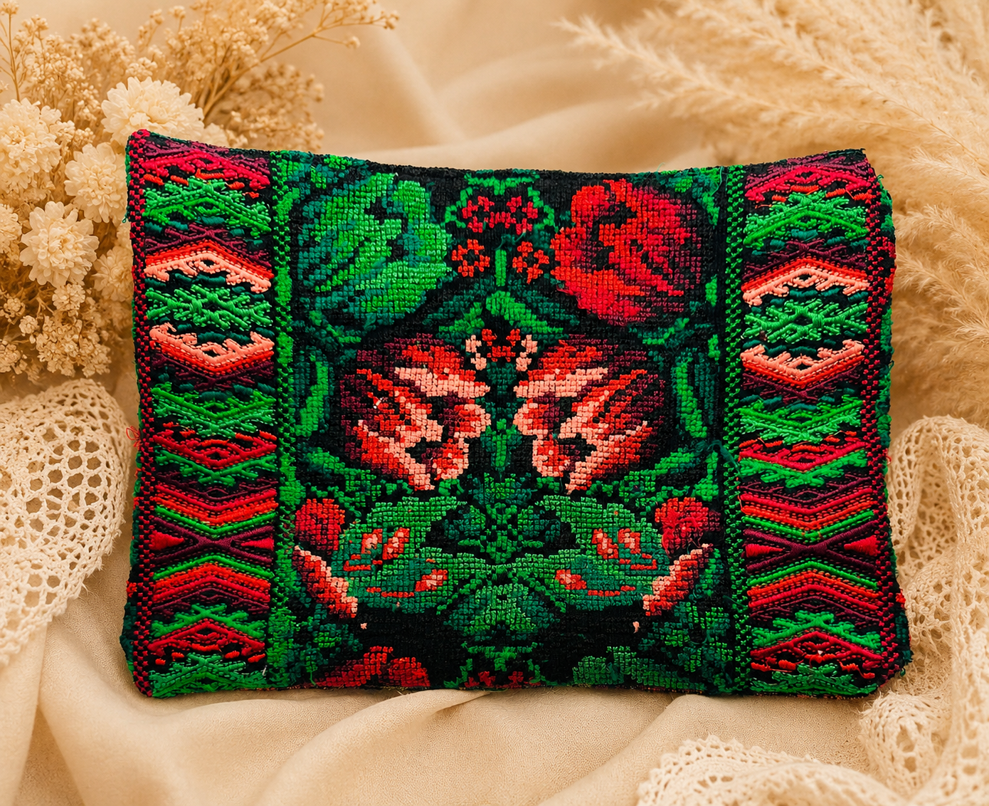 Handwoven Guatemalan Embroidered Cosmetic Bag | Artisan Clutch Pouch