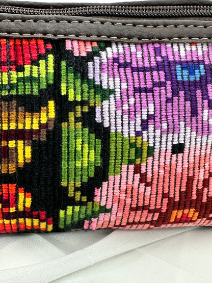 Guatemalan Floral Makeup Bag | Vegan Leather Trim