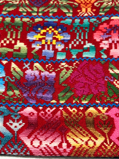 Handwoven Guatemalan Huipil Pouch | Colorful Loving Birds