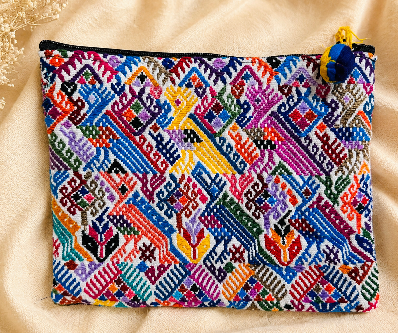 Handcrafted Guatemalan Embroidered Cosmetic Bag | Artisan Clutch Pouch