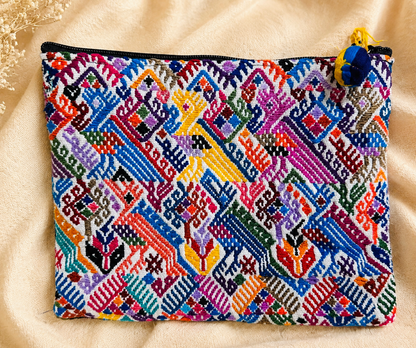 Handcrafted Guatemalan Embroidered Cosmetic Bag | Artisan Clutch Pouch