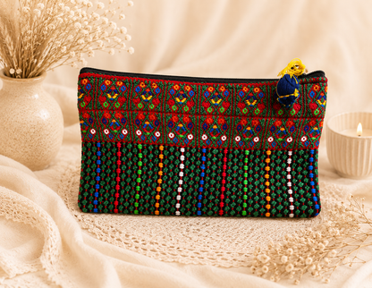 Handwoven Guatemalan Embroidered Cosmetic Bag | Artisan Clutch