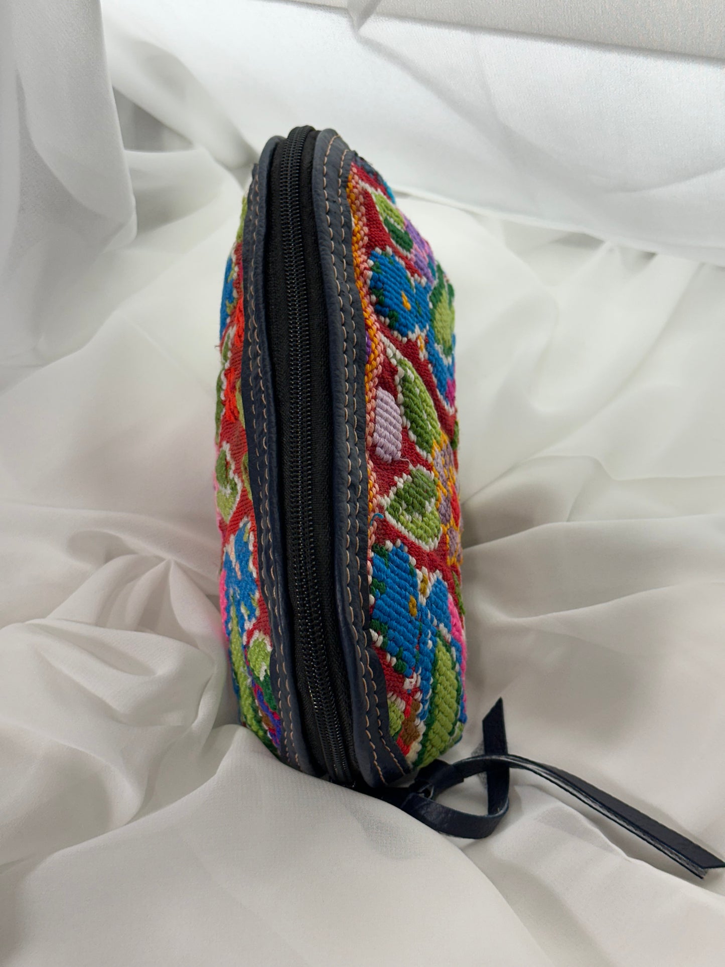 Guatemalan Floral Makeup Bag | Quetzal Motif | Vegan Leather