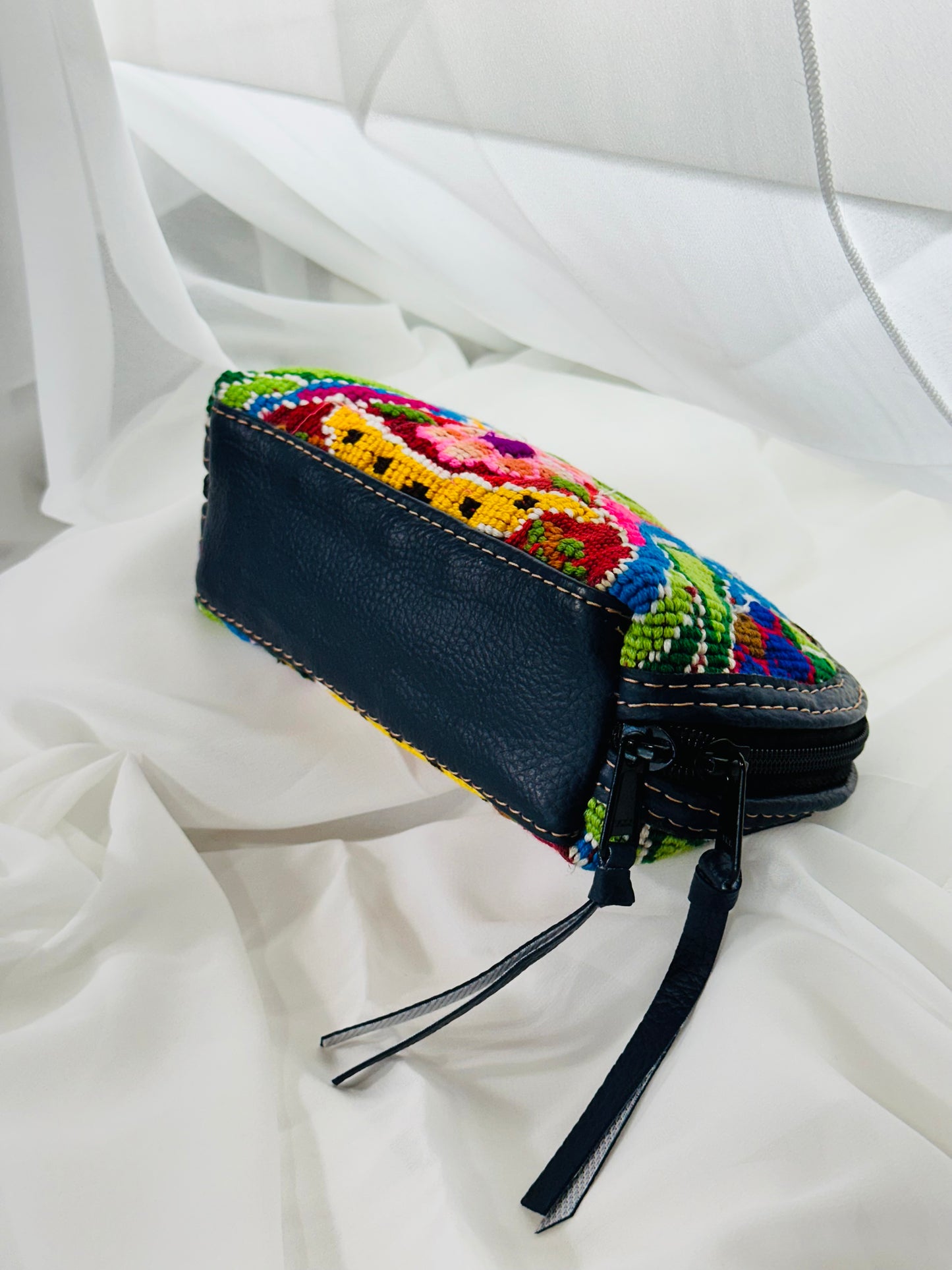 Guatemalan Floral Makeup Bag | Quetzal Motif | Vegan Leather