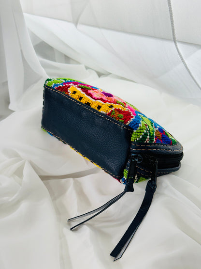 Guatemalan Floral Makeup Bag | Quetzal Motif | Vegan Leather