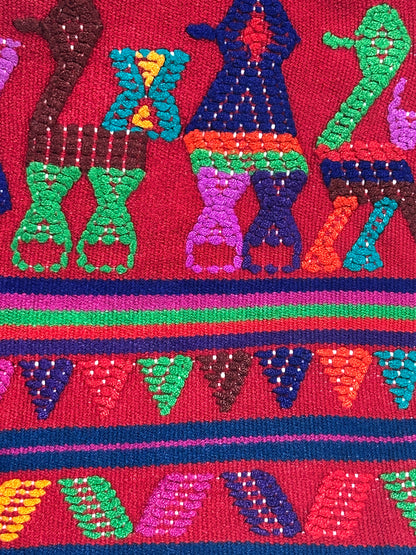 Guatemalan Embroidered Clutch Pouch | Red with Bird Motif