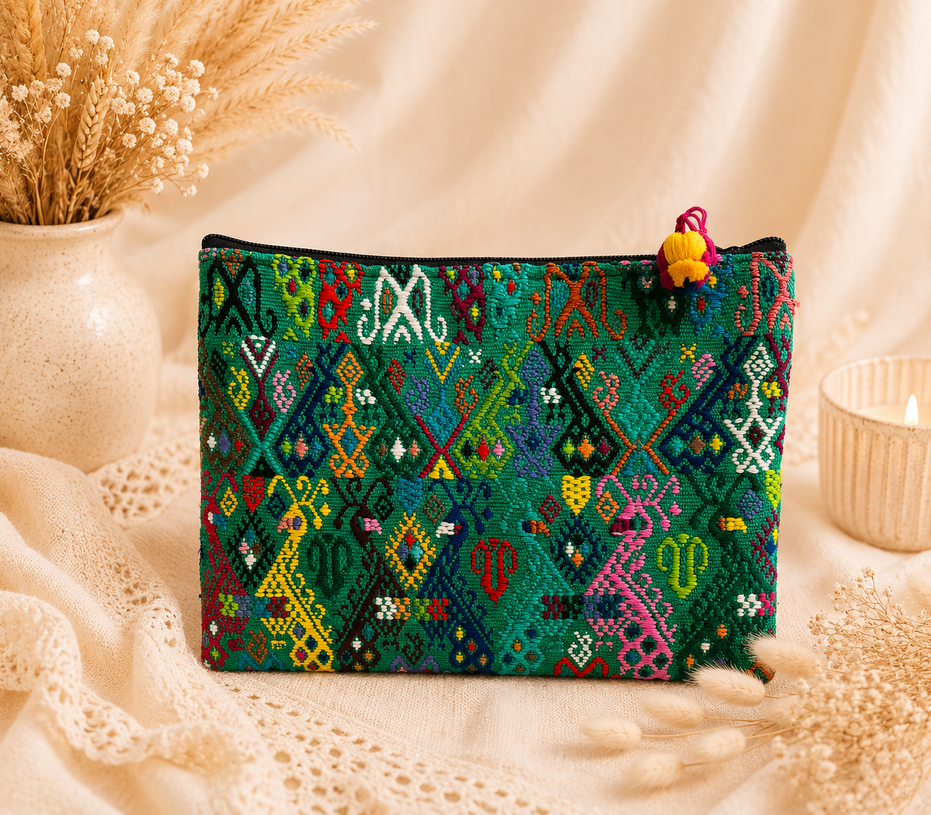 Vintage Guatemalan Huipil Cosmetic Pouch