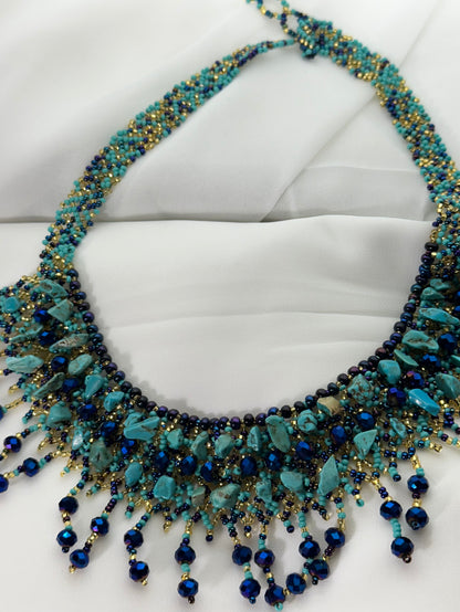 Turquoise & Sapphire Blue Statement Necklace