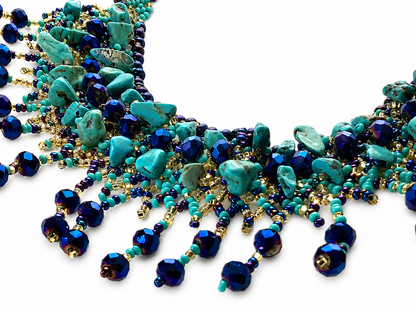 Turquoise & Sapphire Blue Statement Necklace