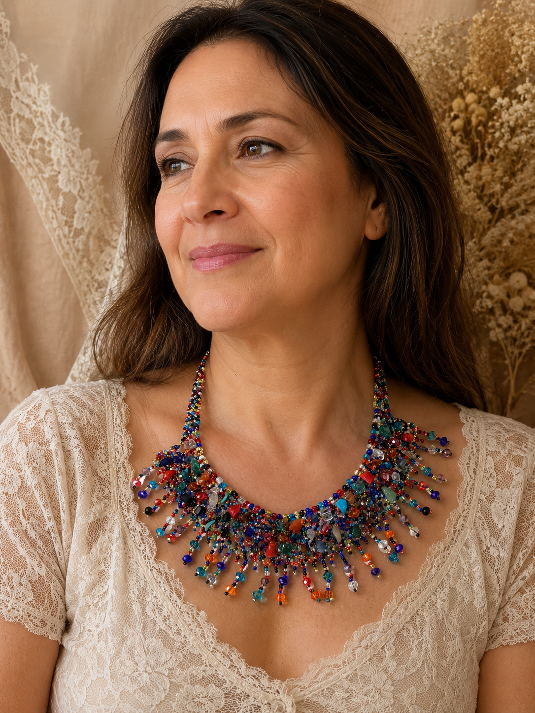 Handcrafted Multicolor Beaded Statement Necklace