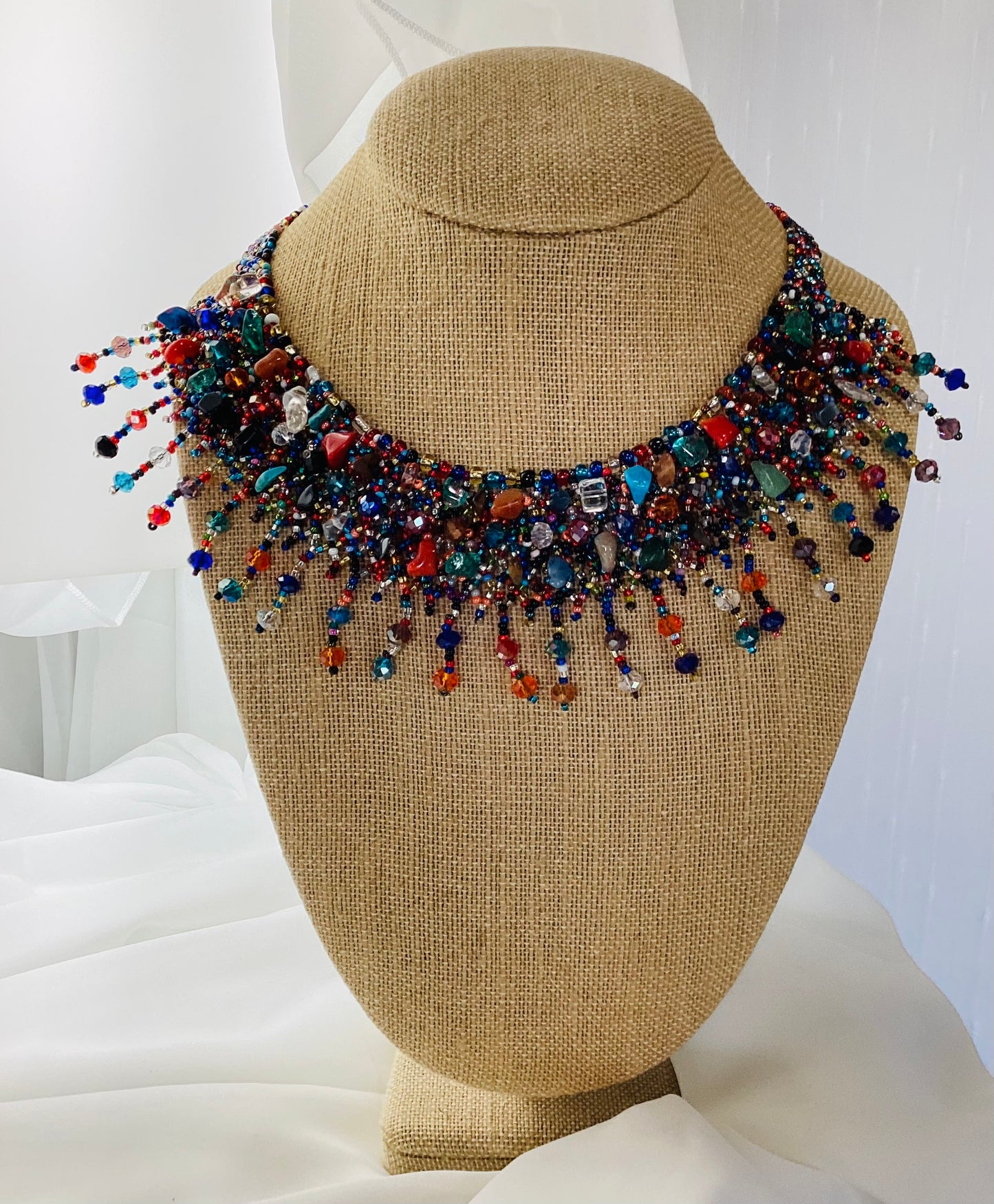 Handcrafted Multicolor Beaded Statement Necklace