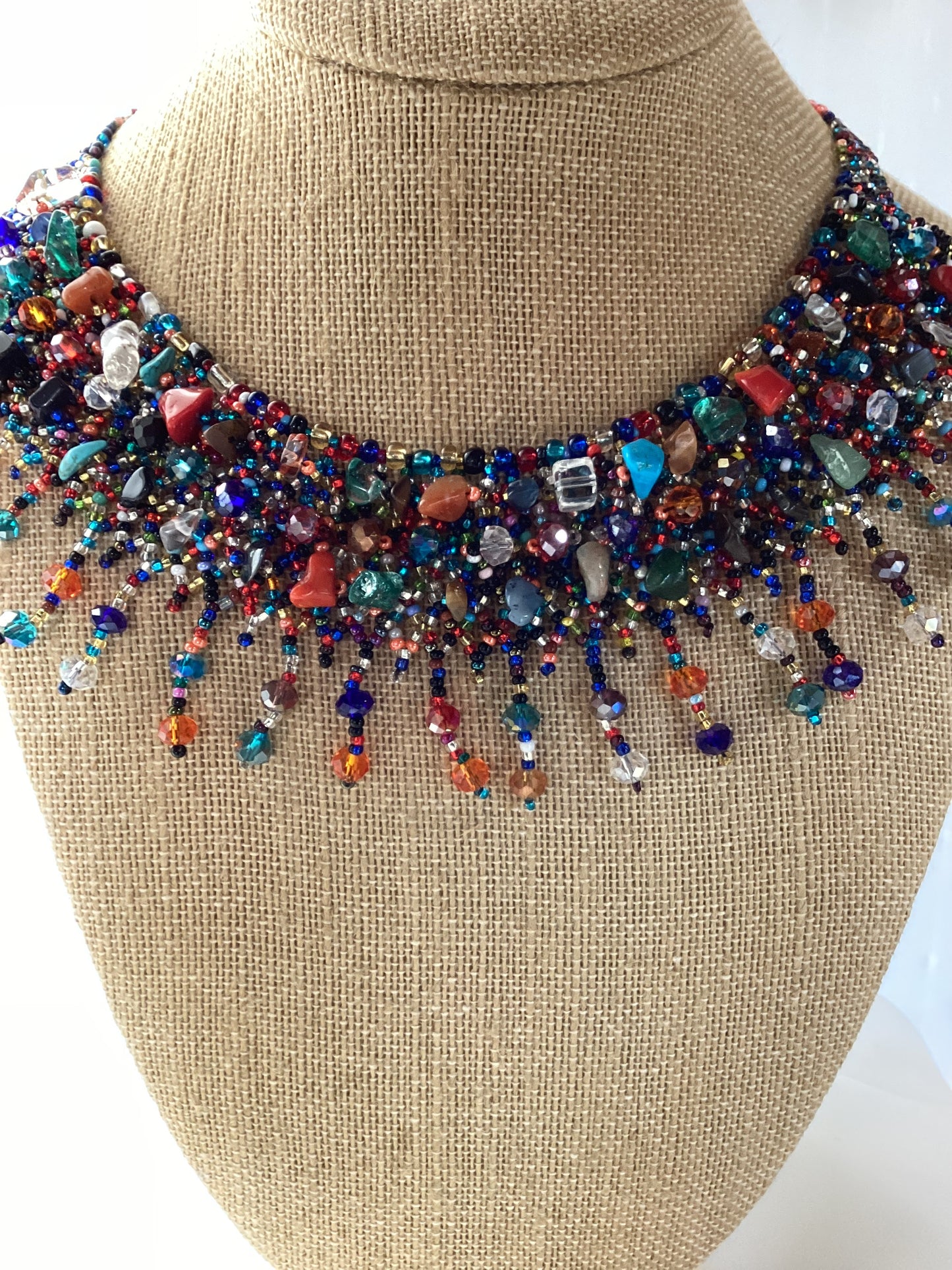 Handcrafted Multicolor Beaded Statement Necklace