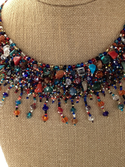 Handcrafted Multicolor Beaded Statement Necklace