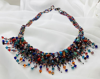 Handcrafted Multicolor Beaded Statement Necklace