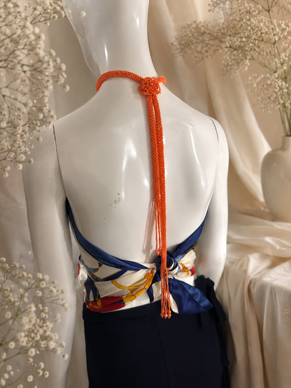 Coral Beaded Lariat Necklace