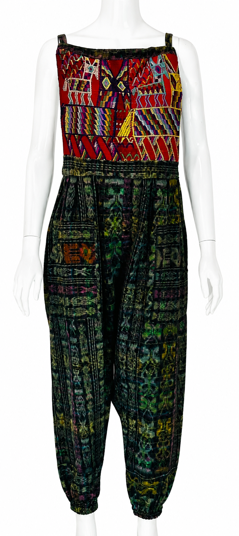One of a Kind Guatemalan Embroidered Jumpsuit | Handwoven Artisan Boho Luxe Fashion | 100% Cotton