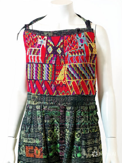 One of a Kind Guatemalan Embroidered Jumpsuit | Handwoven Artisan Boho Luxe Fashion | 100% Cotton