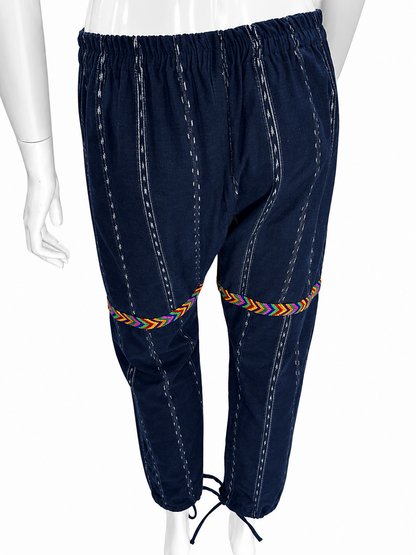 Handcrafted Guatemalan Textile Pants with Colorful Embroidered Detail | Artisan Wide Leg Boho Pants