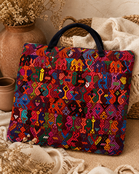 Handcrafted Guatemalan Huipil Padded Laptop Tote Bag | Artisan Carryall