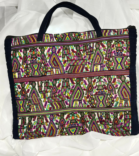 Handcrafted Padded Laptop Bag | Guatemalan Artisan Textile | Embroidered Front & Woven Back