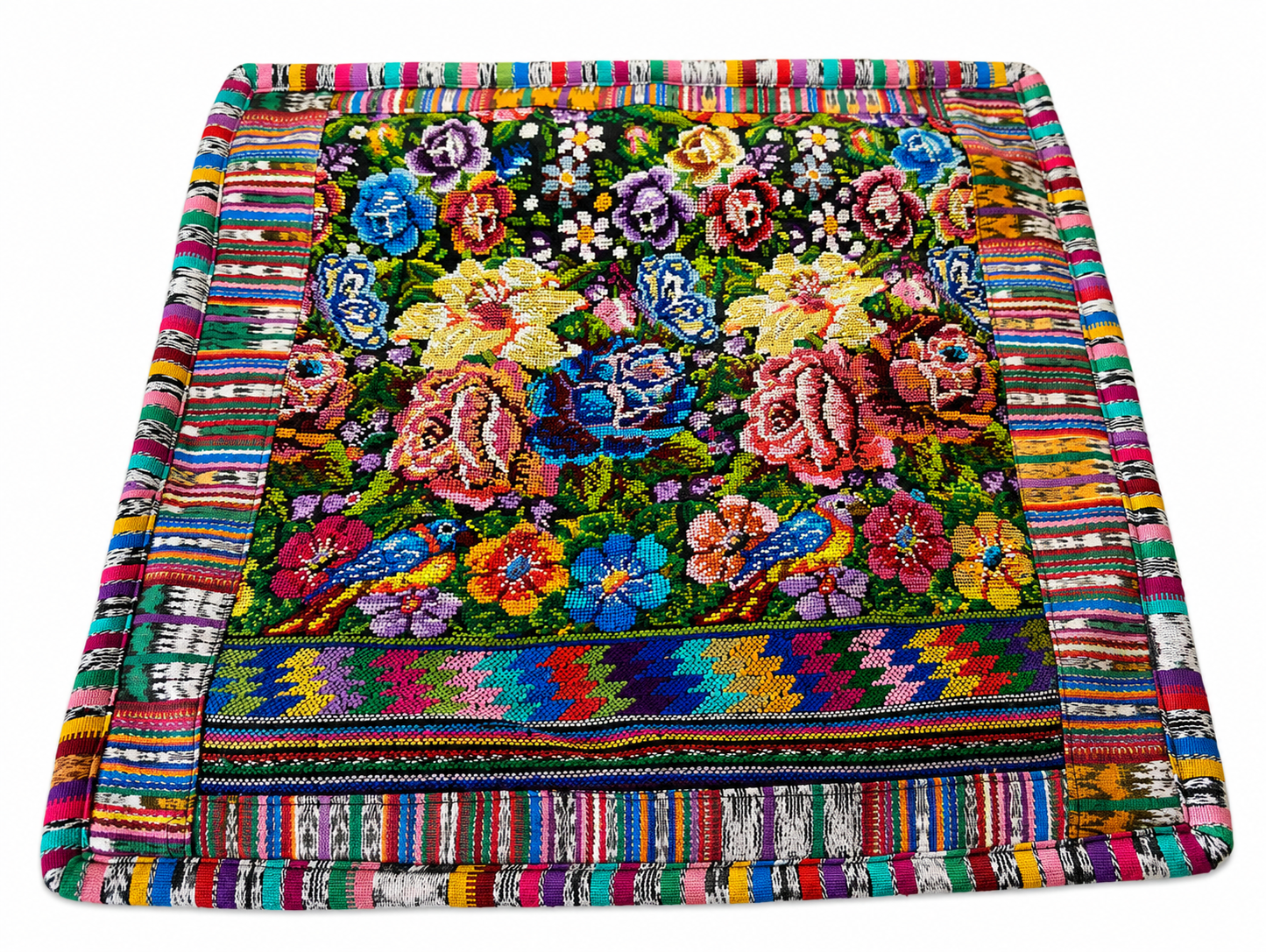 Hand woven Guatemalan Floral Pillow Cover