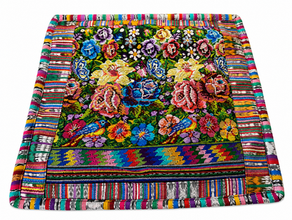 Hand woven Guatemalan Floral Pillow Cover
