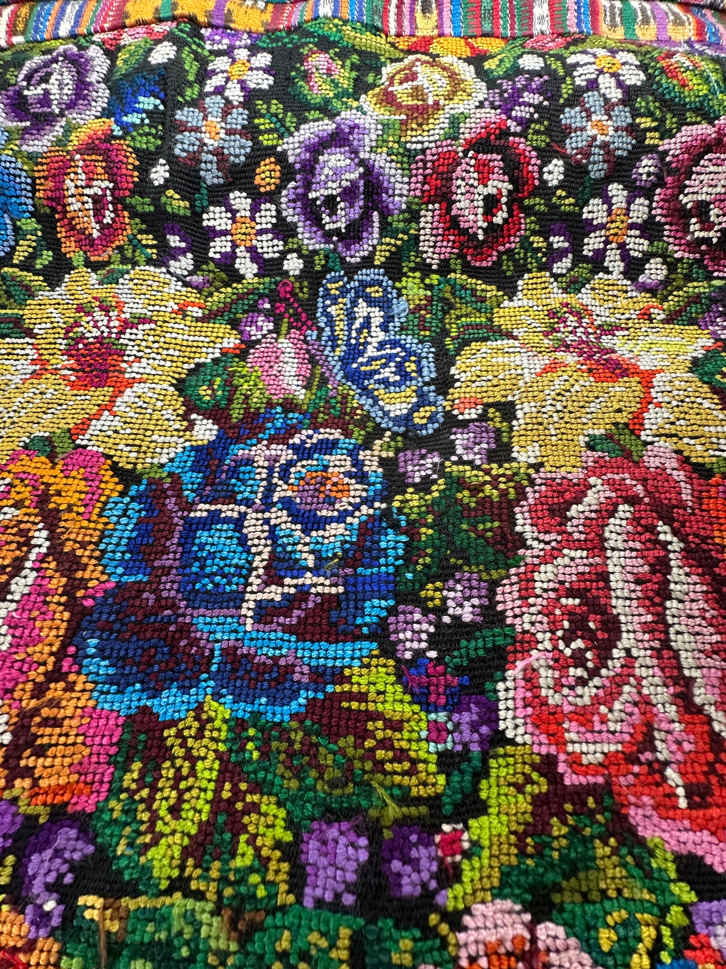 Hand woven Guatemalan Floral Pillow Cover