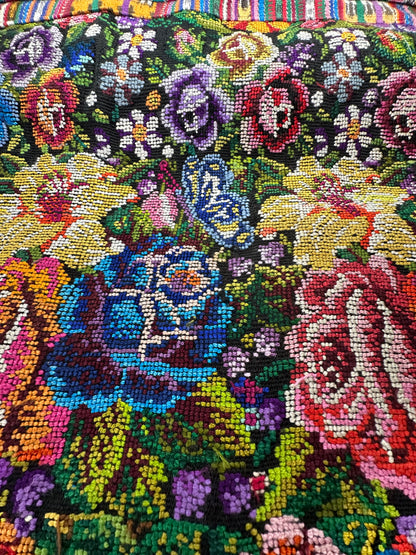 Hand woven Guatemalan Floral Pillow Cover