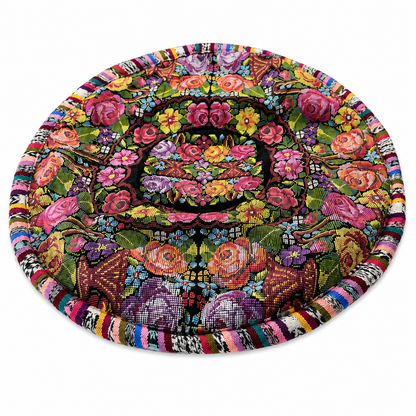 Handcrafted Guatemalan Floral Round Pillow
