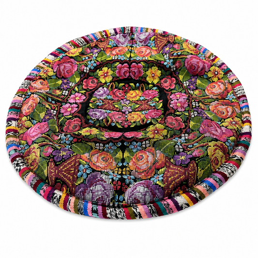 Handcrafted Guatemalan Floral Round Pillow
